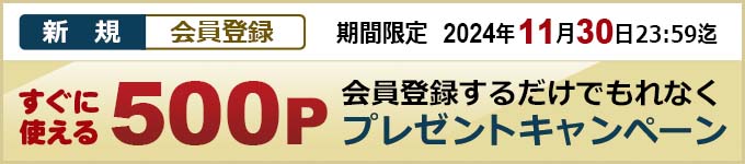 新規会員登録500ポイントプレゼントキャンペーン